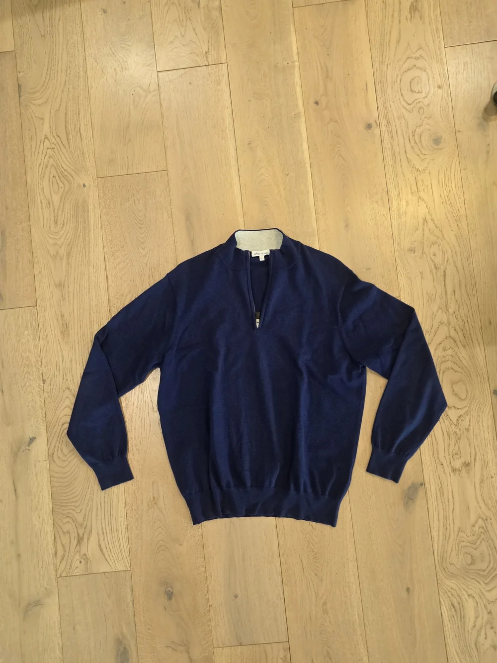 Peter Millar Navy Quarter-Zip Sweater with Contrast Neck